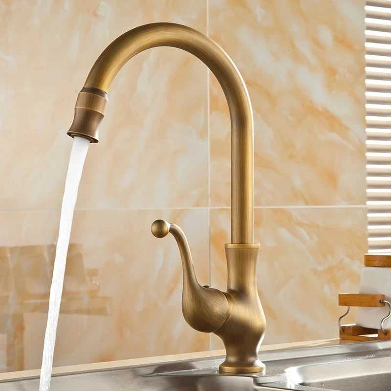 Antique Brass Kitchen Faucet Bronze Single Handle Hot and Cold Water Kitchen Sink Taps Basin Mixer Y251104