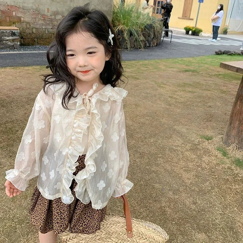 Baby sun protection clothing cute floral jacket for girls full zipper childrens 19 years 250325