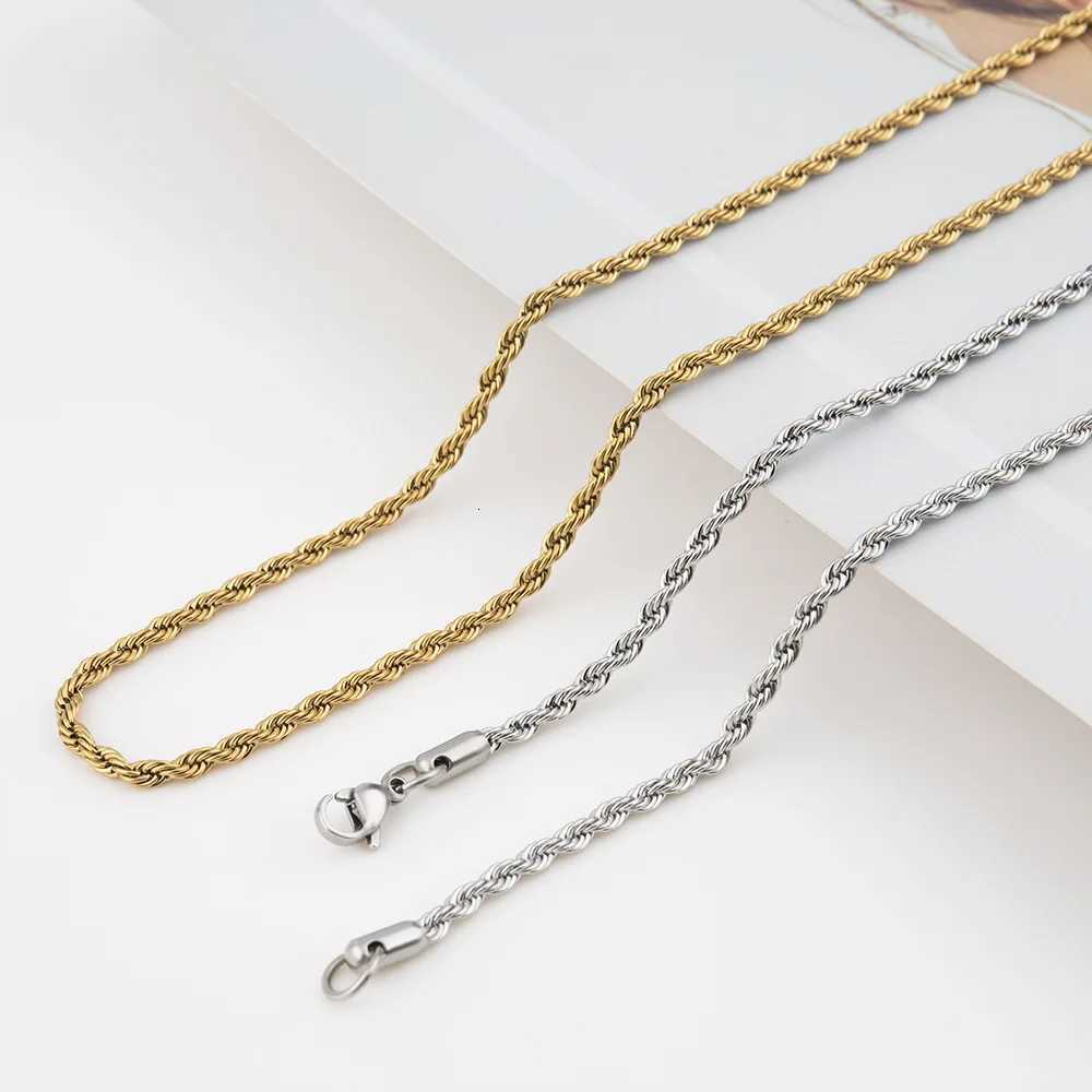 HNSP 316L Stainless Steel Twisted Rope Chain Necklace For Men Women Jewelry AccessoriesXJ251104