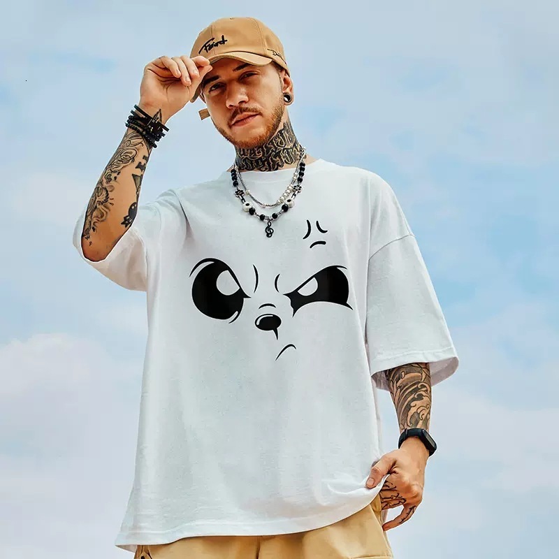 Large size short sleeved men's loose oversize chubby plus fat high street trend 2025 couple T-shirt