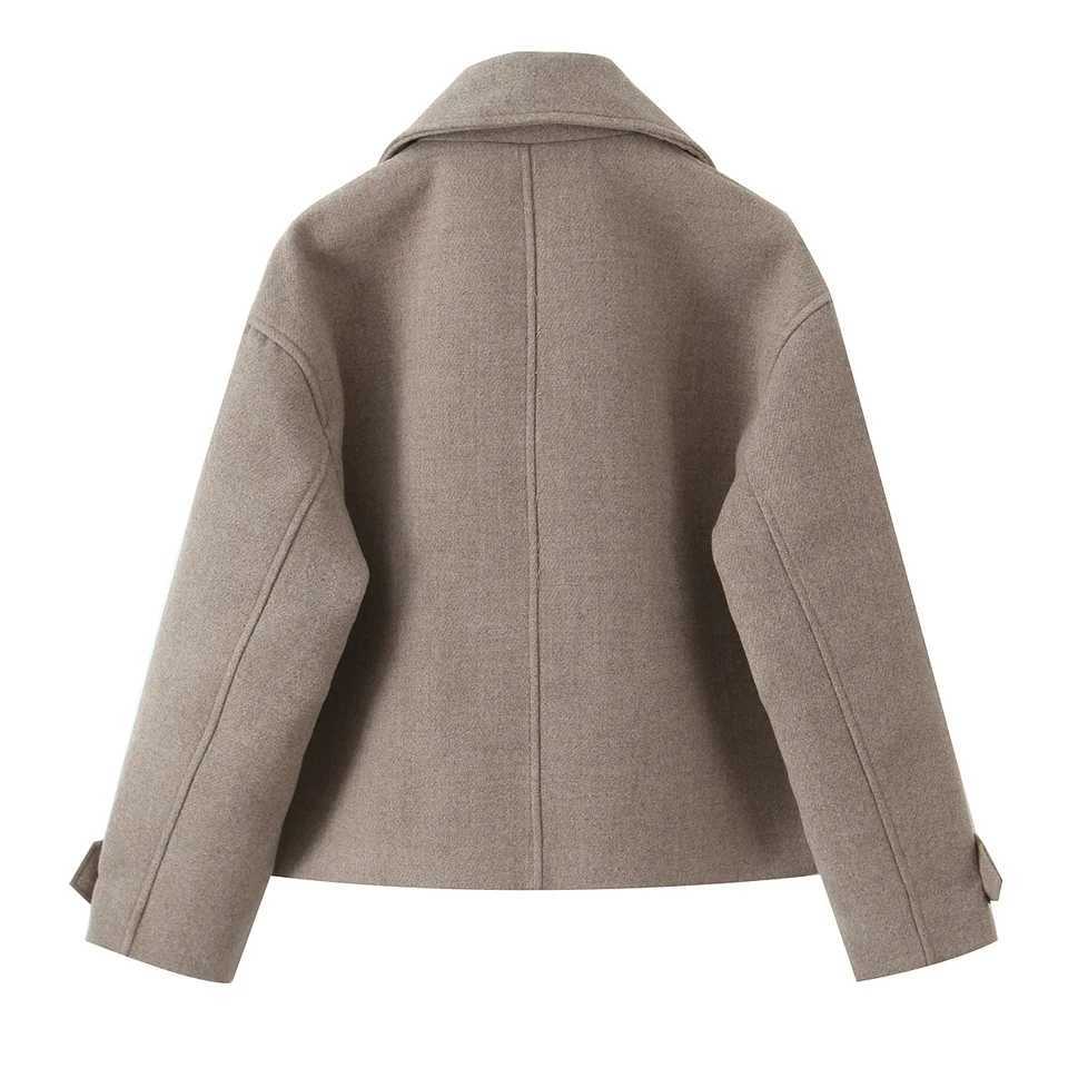 2025 autumn and winter new womens fashion button decoration lapel long sleeved double breasted short coat jacket J251103