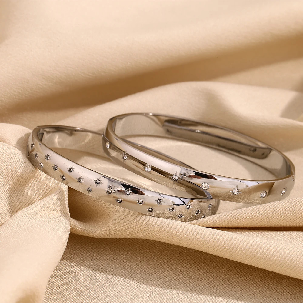 E.B.belle Classic Star Moon Devils Eye 7.8mm Can Be Opened bangle bracelet gold plated trendy womens stainless steel jewelry 250327