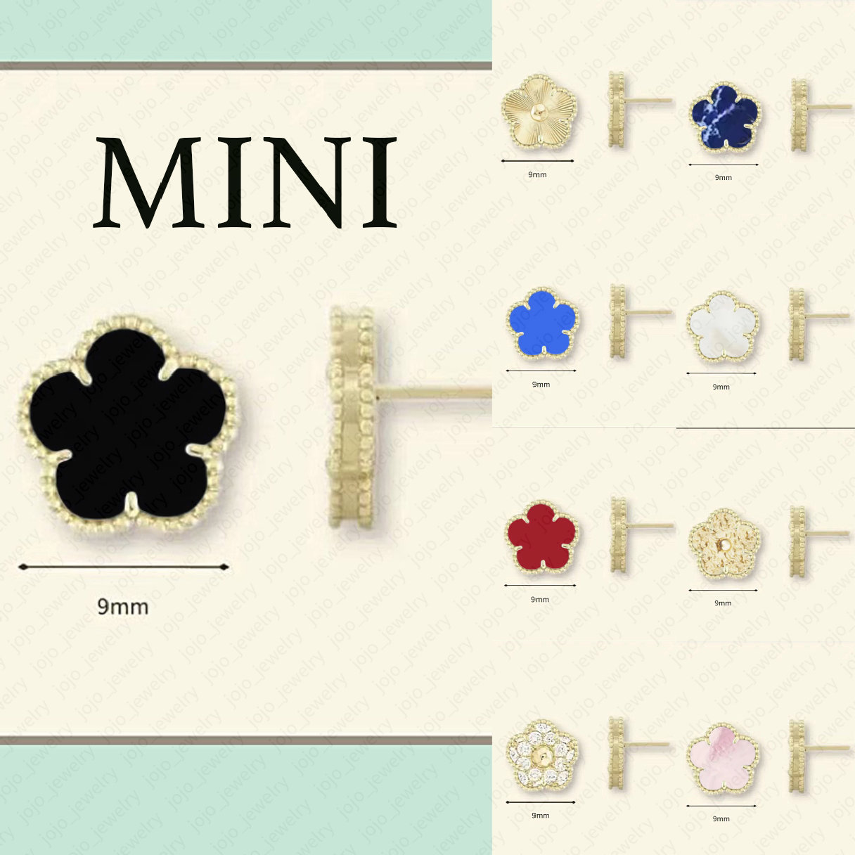 flower stud earrings designer jewelry diamond earrings mini 9mm clover earrings for women 18k Gold Plated 925 sterling silver small stud earring wholesale earring