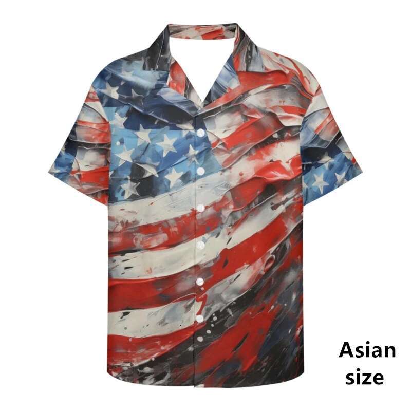 3D Printed America Flag For Men Clothes Fashion USA Shirts Women Hawaiian Beach Shirt Short Sleeve Street Oversize Tops