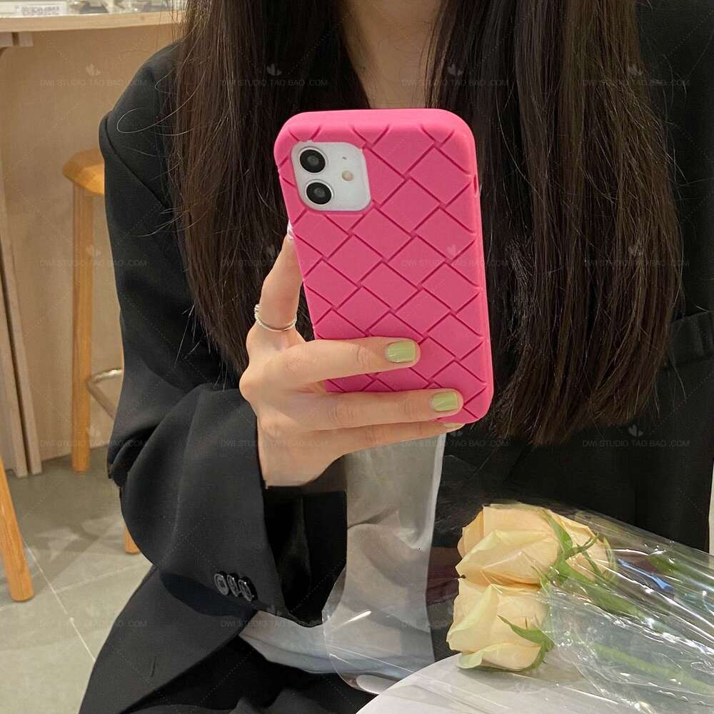 DHelectronics Compatible with Ins BV Woven Pattern Apple Phone Case XS Korean and Japanese Style iPhone 13 Pro Max/15