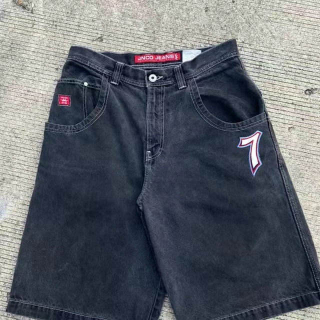 Y2k denim Mens Jeans Designer Jeans For Men Jeans street hip-hop graphic black loose Gothic men's shorts