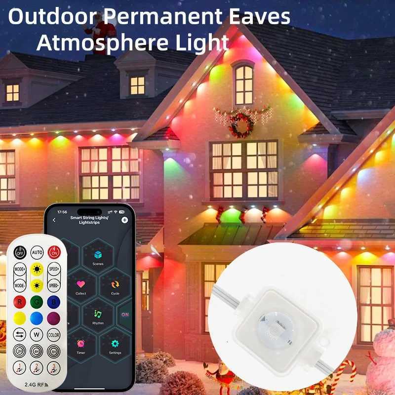 300FT Permanent Outdoor RGB Lights IP67 Waterproof Smart Eave Lighting with App Remote Control for House Roof Christmas Decor Z251101