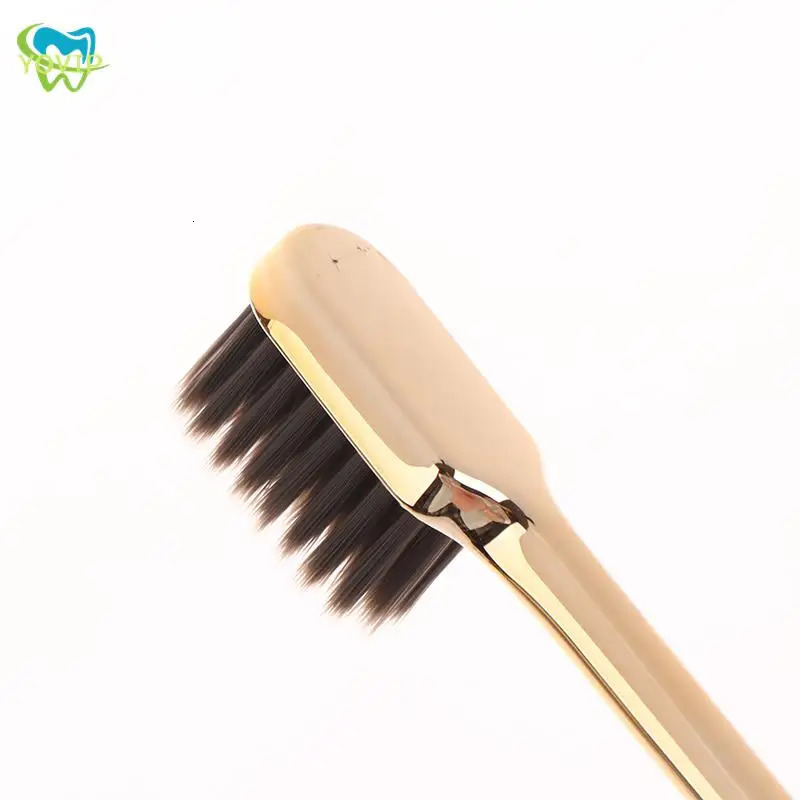 1Pc Soft Toothbrush Mens Adult Electroplated Silver Color 250325