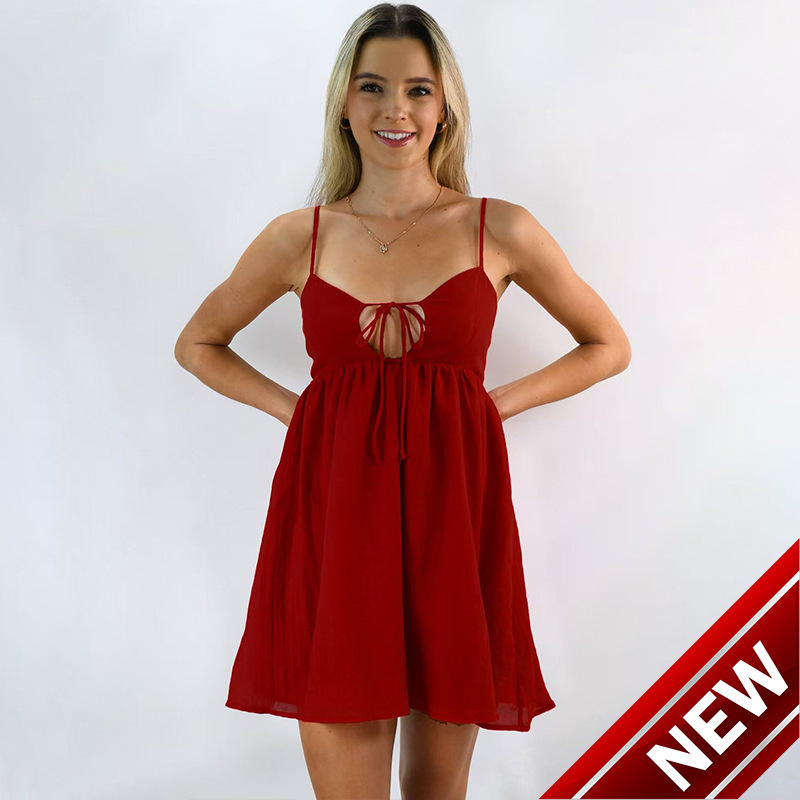 Womens 2025 summer mini cute fresh sweet camisole backless dress for women