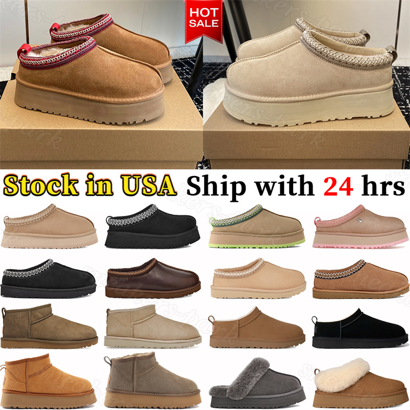 Tasman slippers Tazz fur slides dheepskin shearling slipper australia classic ultra mini chestnut platform boot winter snow boots women men designer booties shoes