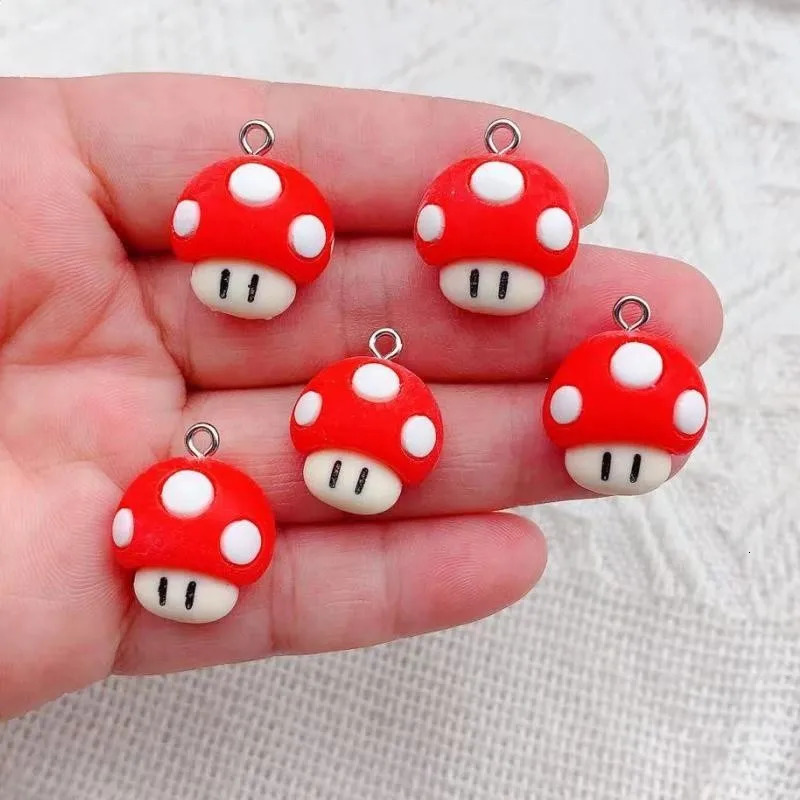 10 Fun Game Cartoon Mushroom Resin Charm Cute Flat Back Pendants for Earrings Bracelets Keychains DIY Jewelry Making 250325