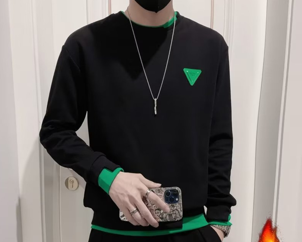 Men's Sweaters Autumn Winter Casual Men's Hoodie Long Sleeve Slim Knitted Pullovers Fashion Contrast Crew Neck Knitted Pullover Men Clothing