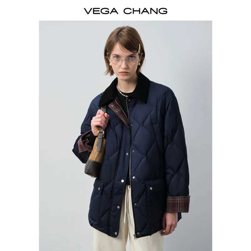 Vega Chang New Winter Womens down Jacket Retro Color Matching 90 White Duck down Jacket J251104