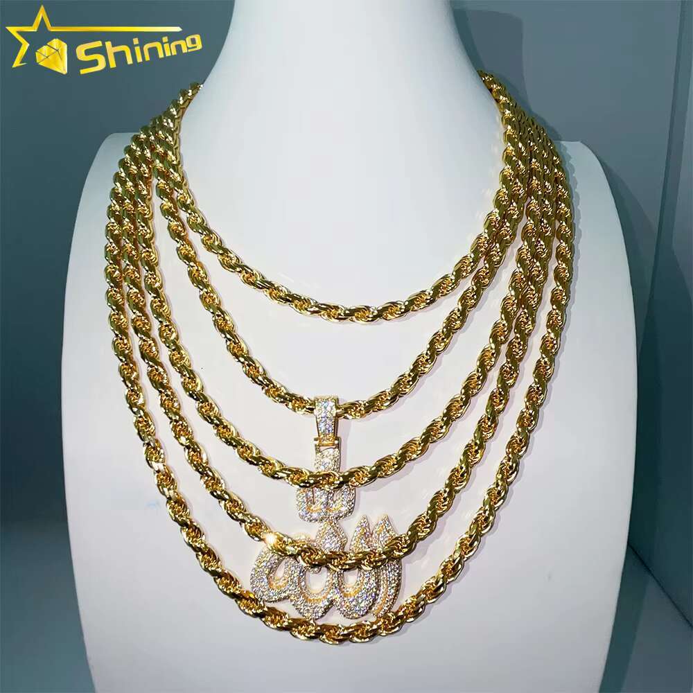 Hot Sale 6mm Sterling Silver 925 Gold Plated Rope Chains for Men