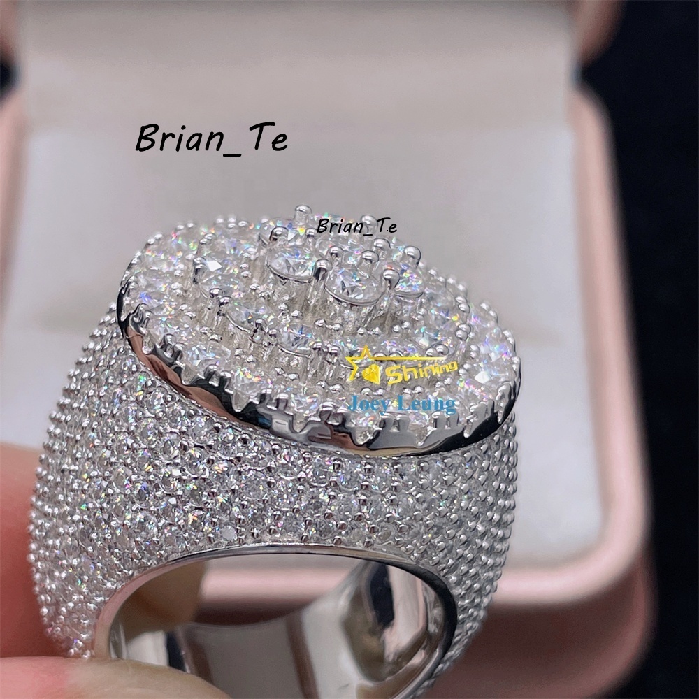 Fashion Styles Pass Diamond Tester Silver Gold Plated VVS Moissanite Dimoand Custom Hip Hop Men Pinky Diamond Iced Out Ring