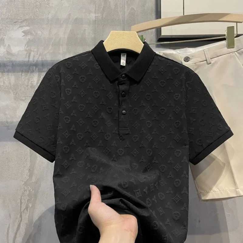 Summer New Mens Lop-up Hollow Short-sleeved Polo Tee Shirt Ice Silk Breathable Business Fashion T-Shirt Male Brand Clothes Z251104