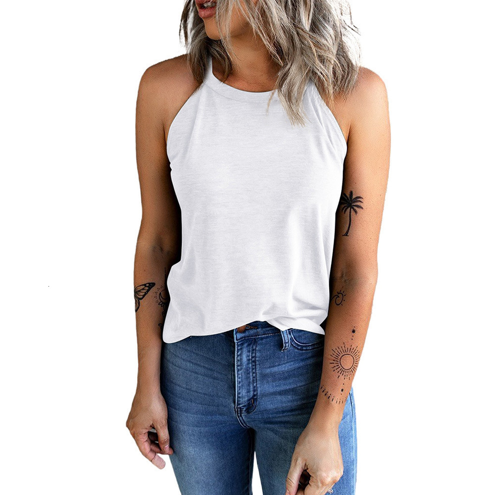 2025 Summer New Hanging Tank Women, Inner and Outer Wear, Solid Color Slim Fit, Sleeveless Round Neck Top for Women