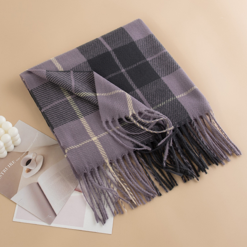 K299 2024 new plaid scarf for women autumn and winter retro thickened British style shawl high-end atmosphere warm neck scarf