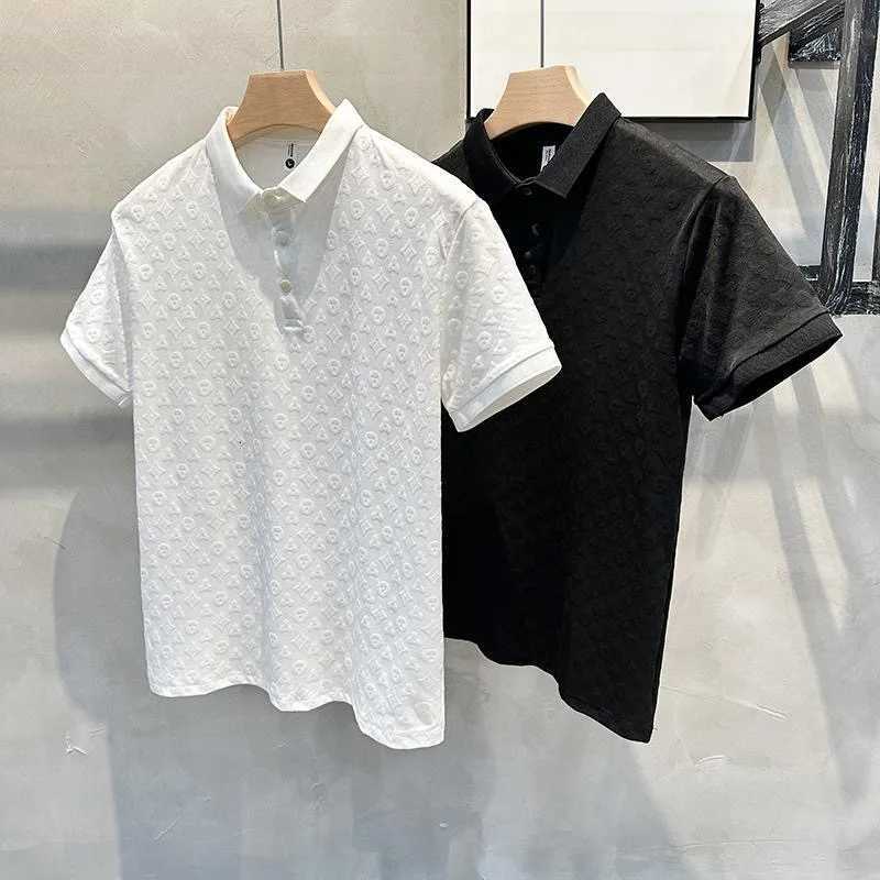 Summer New Mens Lop-up Hollow Short-sleeved Polo Tee Shirt Ice Silk Breathable Business Fashion T-Shirt Male Brand Clothes Z251104