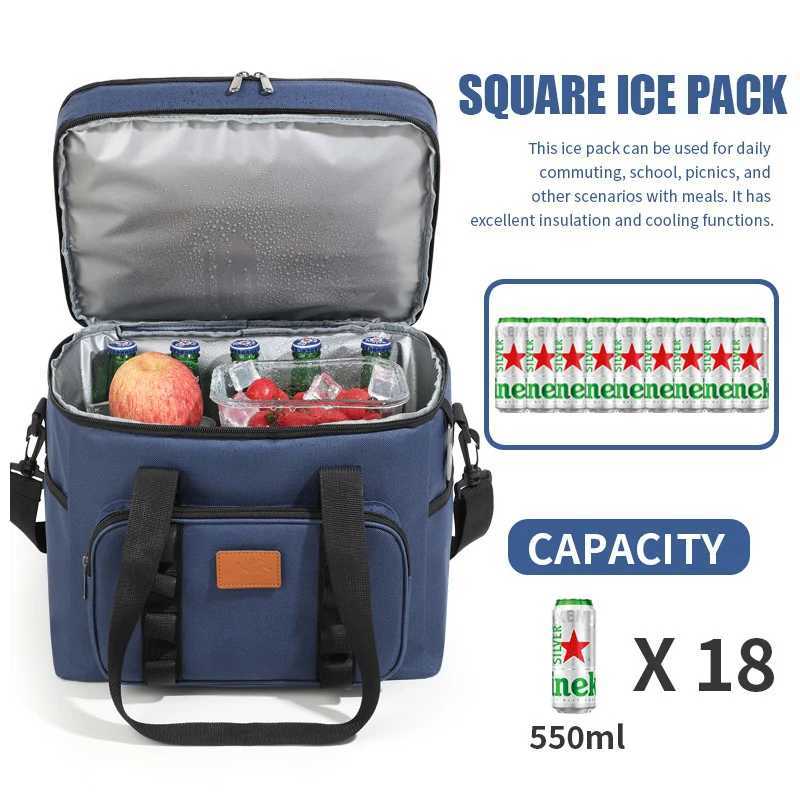 Large Capacity Double Layer Insulation Bento Lunch Bag Portable Picnic Cooler Ice Pack Waterproof Food Thermal Lunchbox BagsC250403