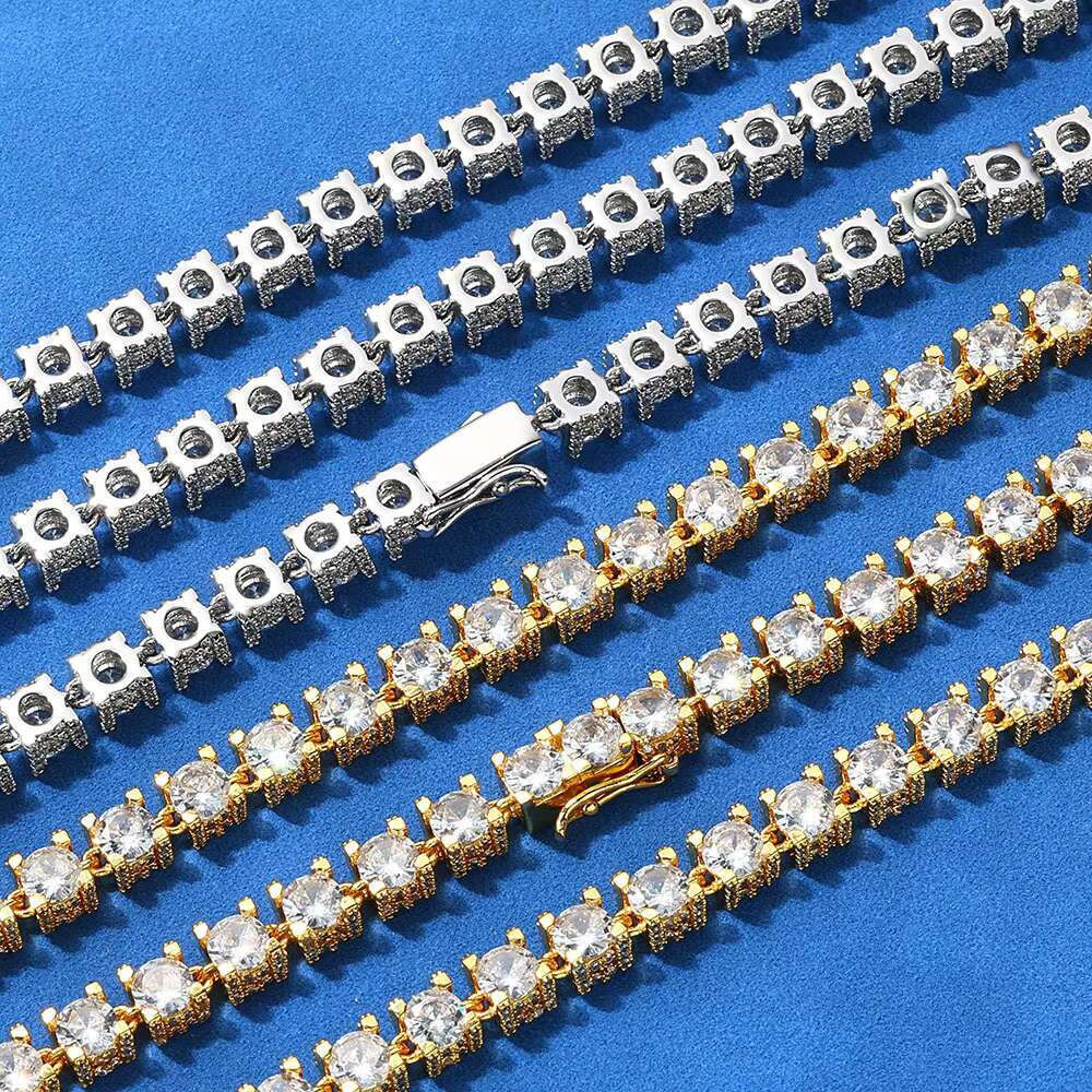 S Sier Moissanite Tennis Chain 6mm Men's Necklace High Touch Hip Hop Accessories