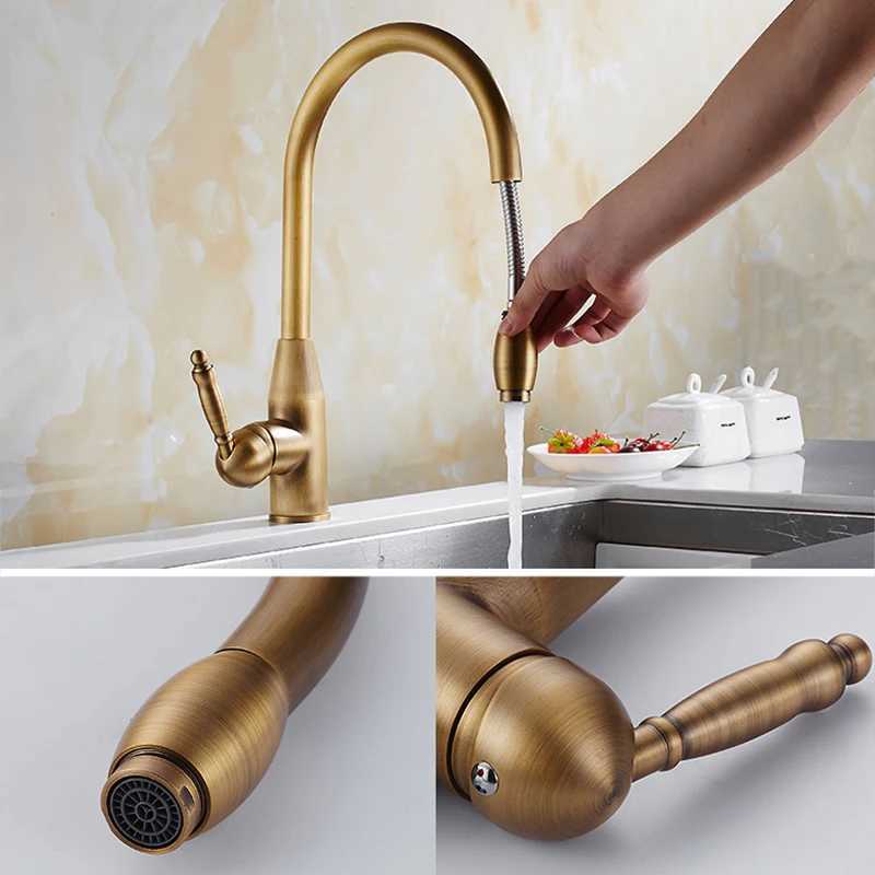 Antique Bronze Kitchen faucets 360 Rotate Swivel Faucet Hot Cold Water Tap Mixer Kitchen Sink Faucet ELK331 Y251104