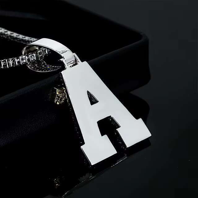 Letters A-S melee MossaniteHipHop men and women rapper S sier letter HipHop Moissanite pendant