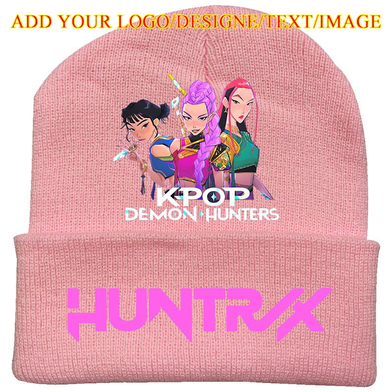 Custom Kpop Demon Hunters Beanie Fashion Curling Knit Hat Printed Bean Cap Outdoor Cold Hat