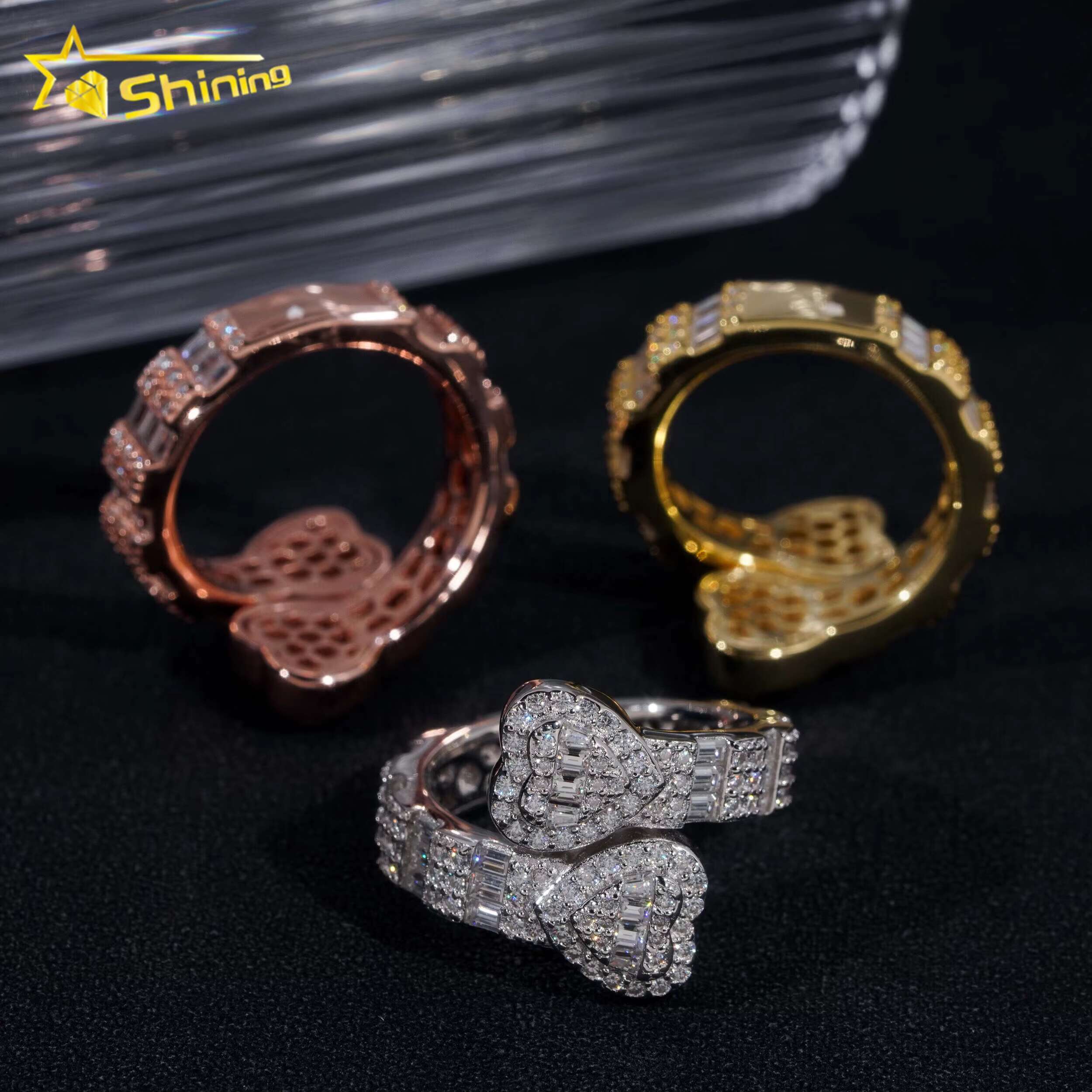 Pass Diamond Tester Vvs Moissanite Diamond Rings Sterling Silver 925 Fashion Hip Hop Iced Out Jewelry Custom Ring