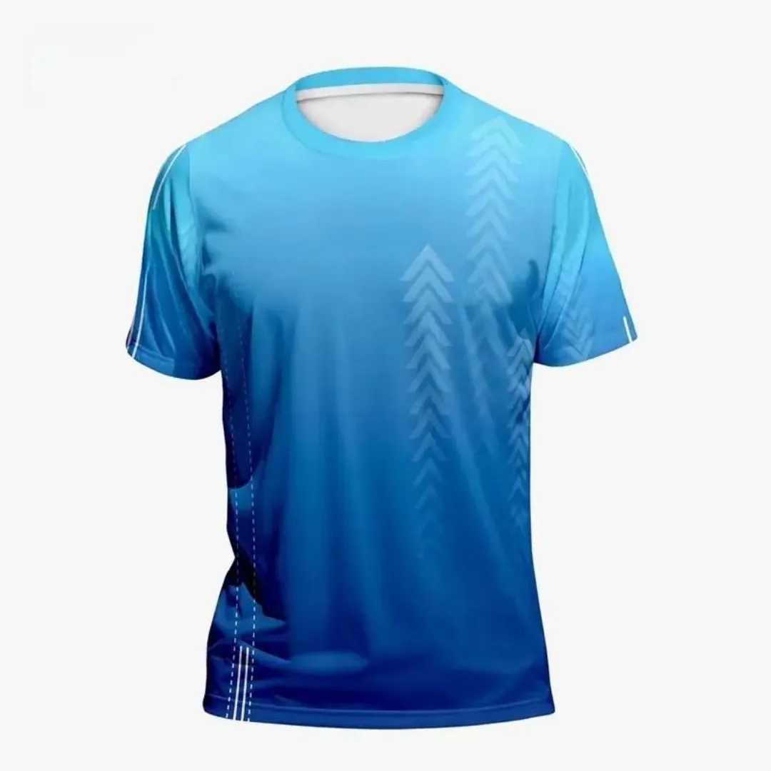 2025 Summer Mens Sports T-shirt Fast Drying High 3D Gradient Short Sleeve T-shirt Outdoor Training Basketball Running W250403