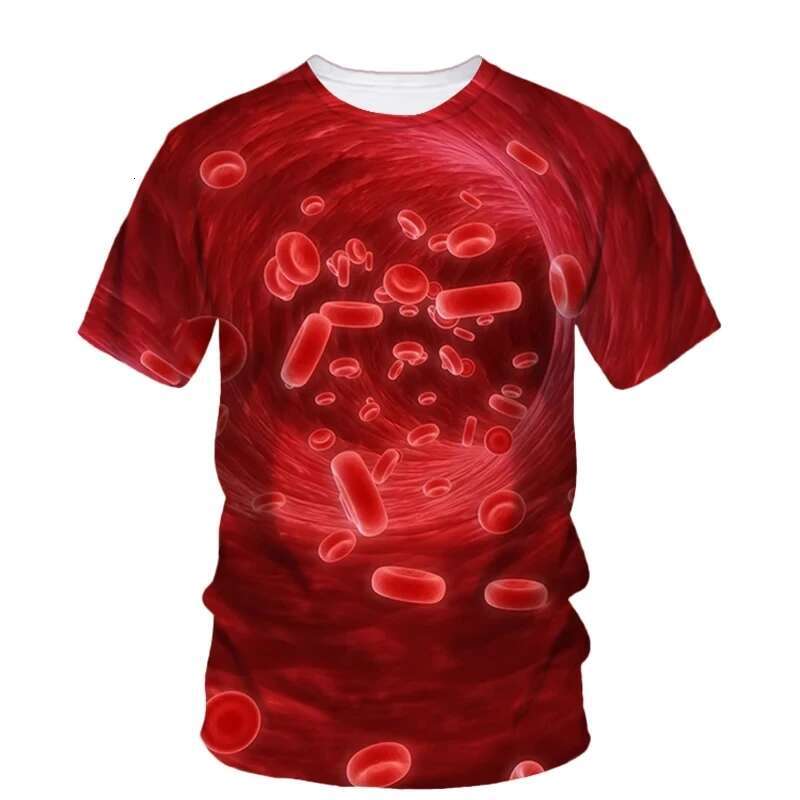 Fun Print Horror Blood hip-hop Summer Men's T-shirt Fashionable And Personalized Pattern Casual Loose O-neck Short Sleeved