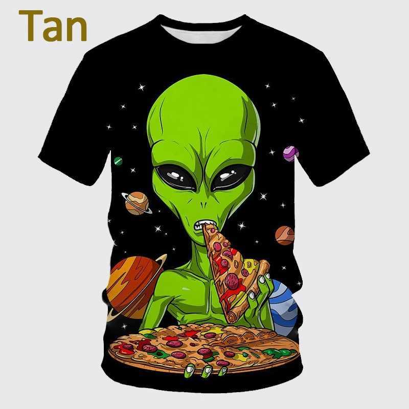Interesting alien graphic mens T-shirt 3D UFO invader printed T-shirt fashionable womens clothing cool childrens T-shirt y2k short sleeved W250403