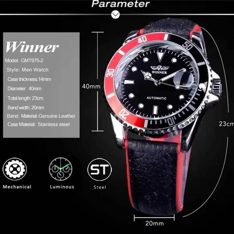 WINNER 002 Fashion Mens Mechanical Watch Luxury Style Calendar Night Light Business Black White Classic Mens Automatic WatchT251104