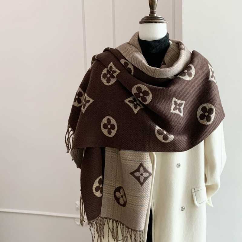 Autumn and winter new scarf for women, double-sided high-end sense of warmth two-in-one shawl versatile tassel L251104