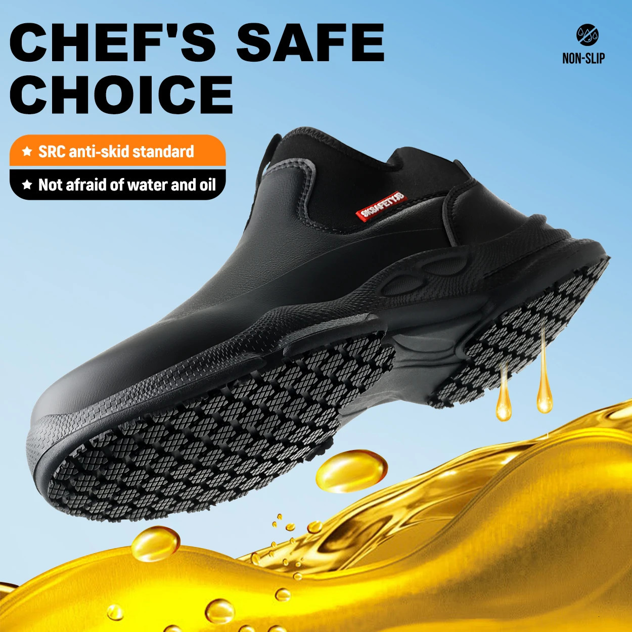 Mens Chef Work Shoes Non-Slip Oil-Resistant Kitchen Footwear Comfortable Restaurant Safety Shoes Waterproof Kitchen Shoes 251104