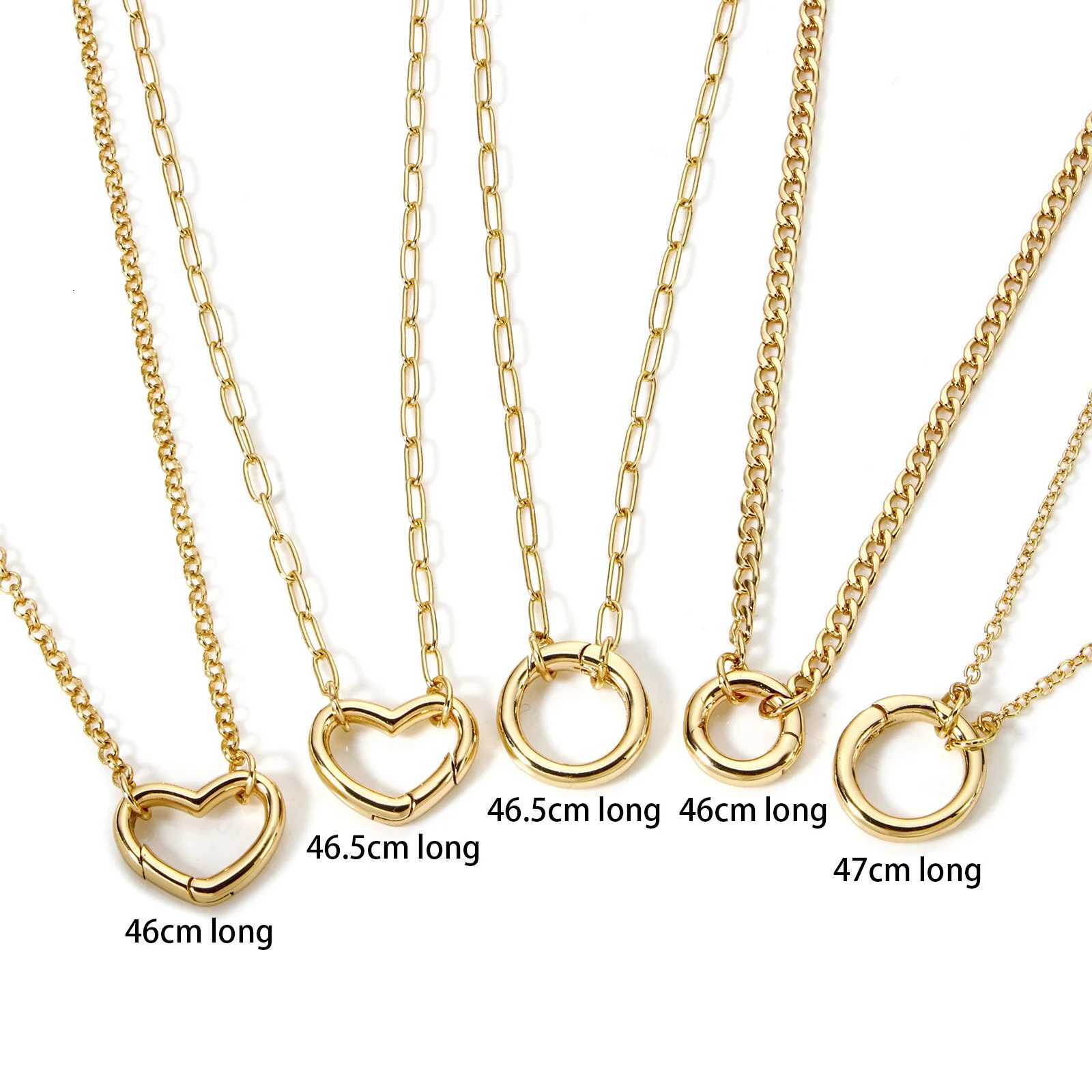 1 Piece Brass Link Chain Necklace 18K Gold Plated With Heart Round Spring Ring Clasp For Women Men Jewelry Necklaces GiftsXJ251104