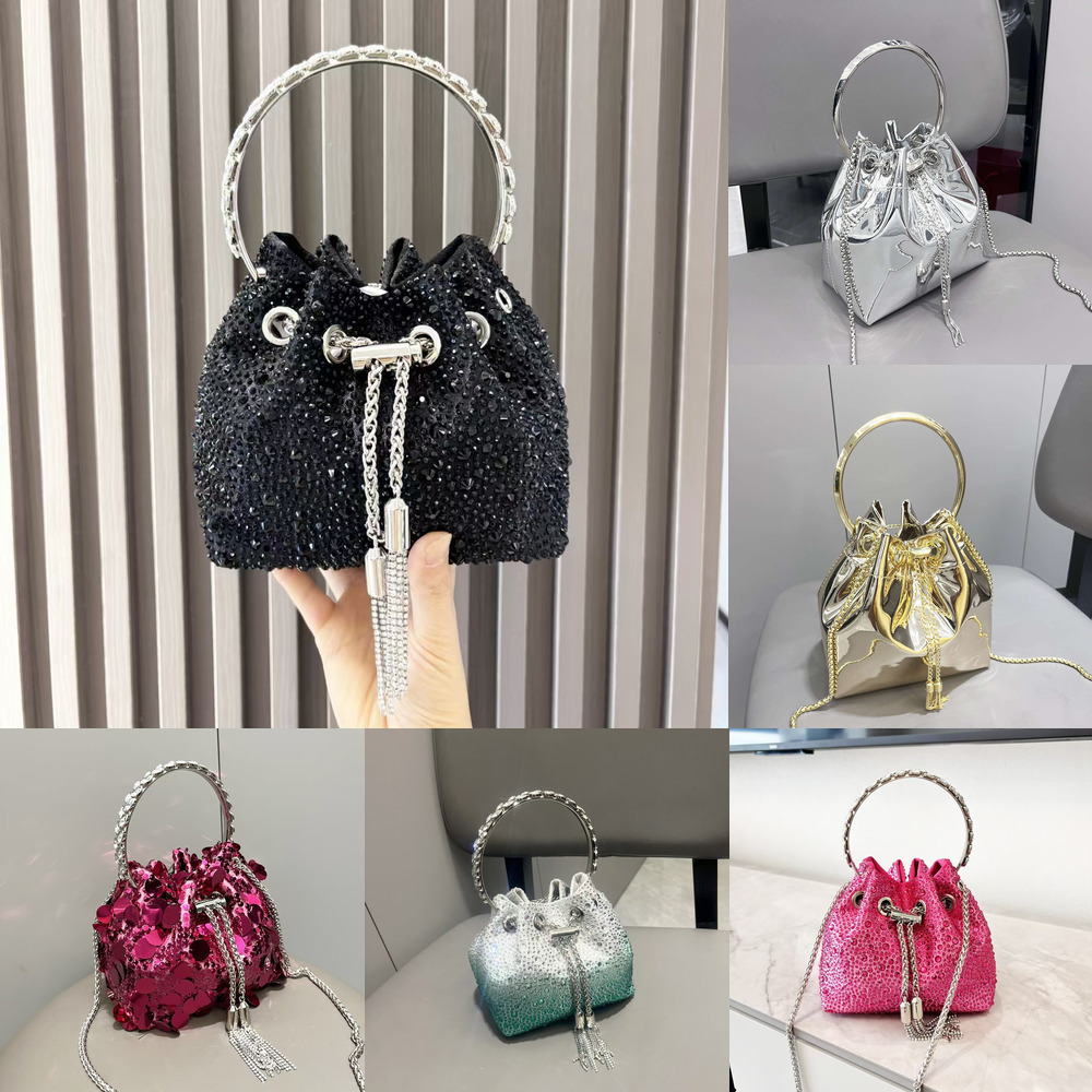 Jimminess Choo bon bon Genuine with High Elegant White & Pink Wedding Featuring Sparkling Women's metal style handbag chain shoulder crossbody women's bag 38 c8a 900