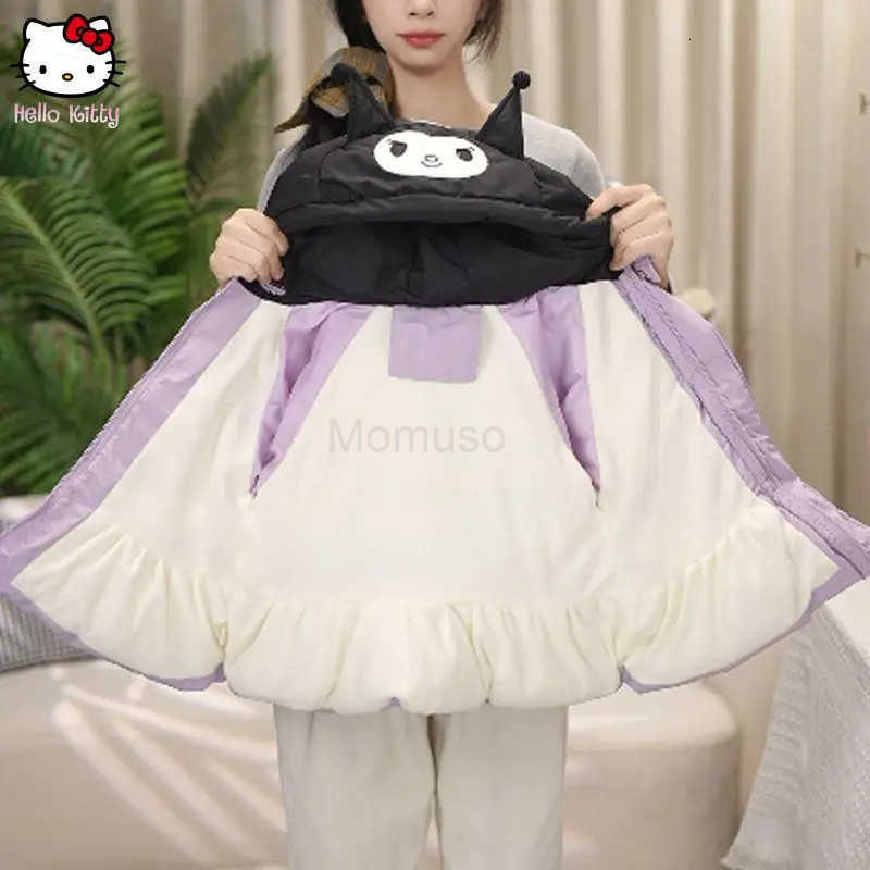Sanrio Girls Down Cotton Jacket Kuromi Cotton Coat Winter Jacket Thickened New Keep Warm Winter Style Childrens Princess Style H251104