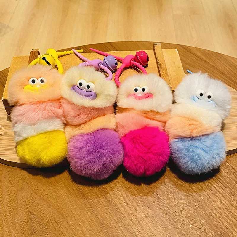 Key Holder Animal Plush Caterpillars Keychain Fluffy Creative Colorful Plush Keyring Kawaii Cute Cartoon Bag Ornaments Kids C251104