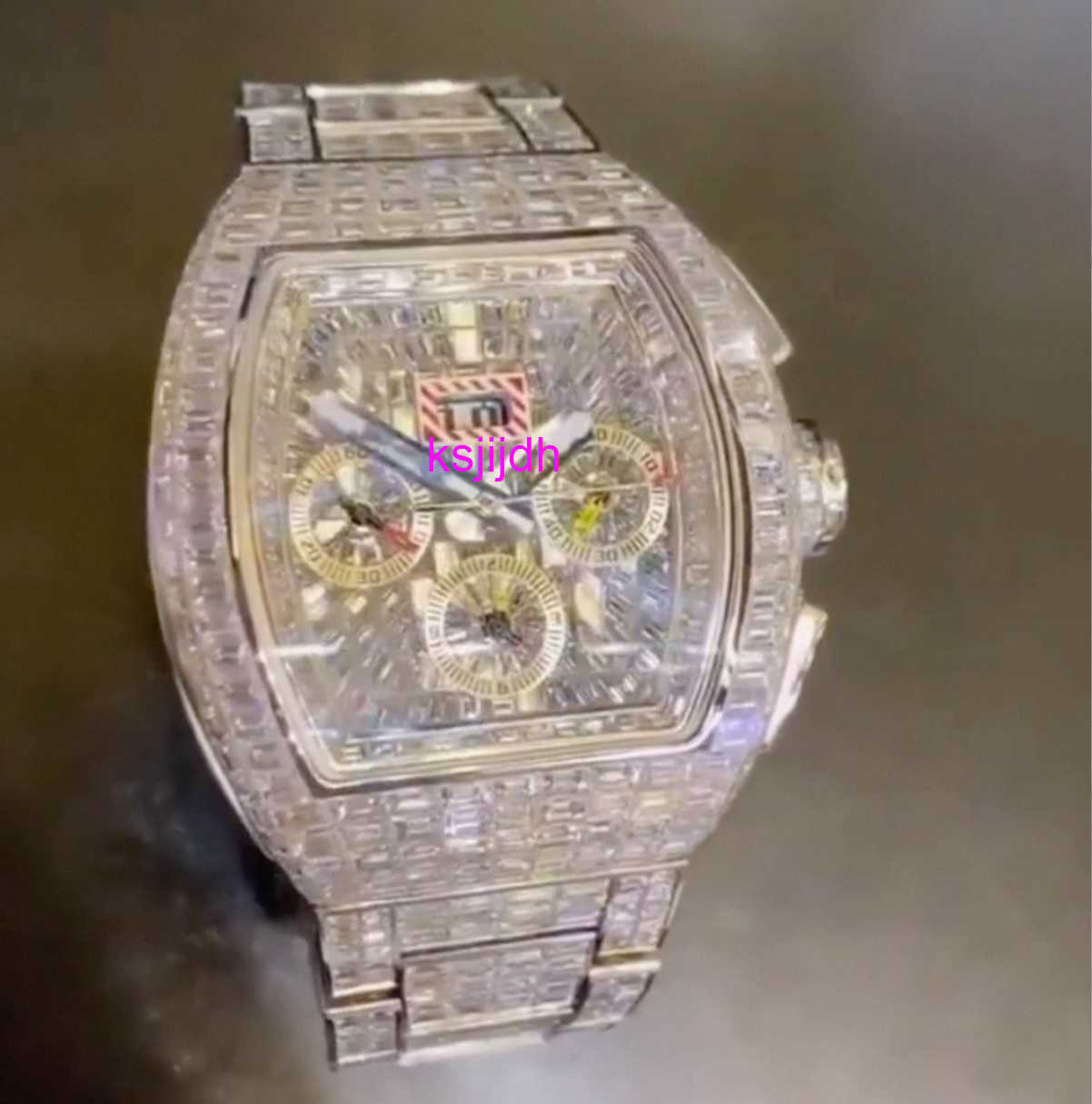 Luxury Watch 011-0318K rose gold T side with VVS inlay shell natural diamond swiss movement Handly26