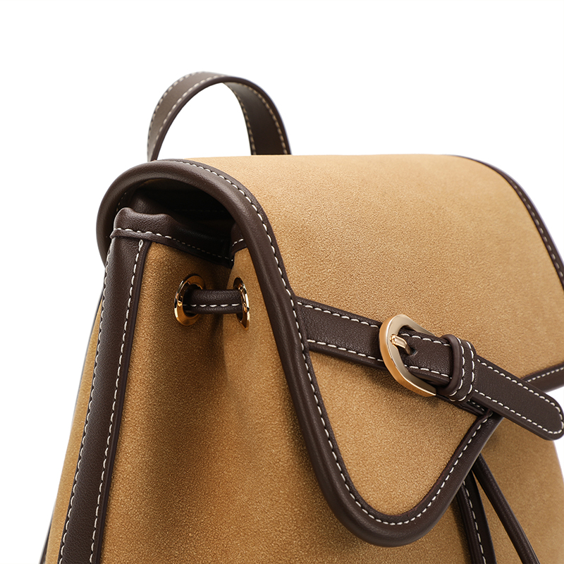 Sewafox Women's Backpack Casual Leather Backpack Waterproof Small Backpack Truffle Color Paired With Milk Tea Color