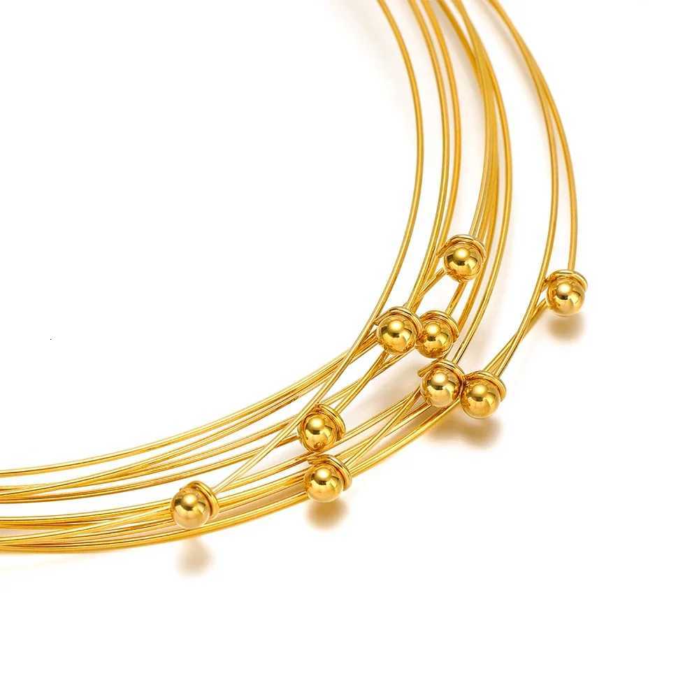 1pc PVD Gold Plated Stainless Steel Adjustable 15cm Collar Women Classic Choker Necklace Handmade Jewelry Party Gifts WholesaleXJ251104