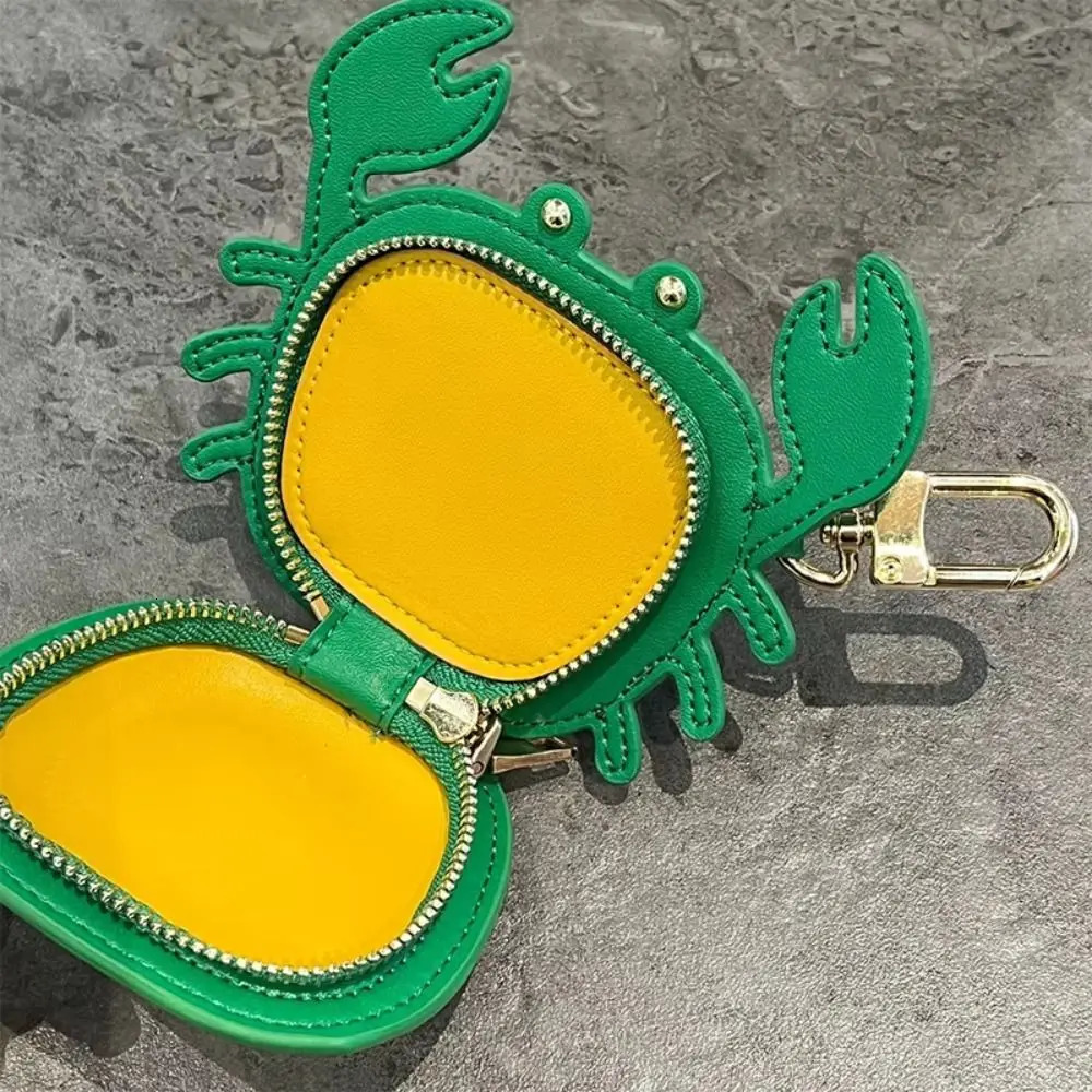 Cartoon Crab Coin Purse Keychain Cute Small Purse Crab PU Leather Pendant Backpack Hanger Zipper Earphone Bag Mini Storage Bag 251104
