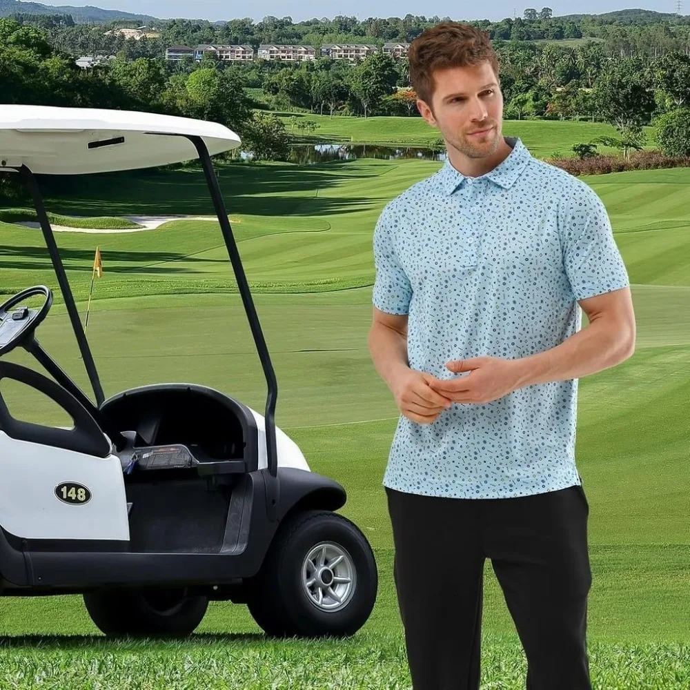 High End Men Golf Polo Shirt Short Sleeve Moisture Wicking Fashion Mens Casual Fashion Polo Shirt Top Cool Sports Clothing 250403