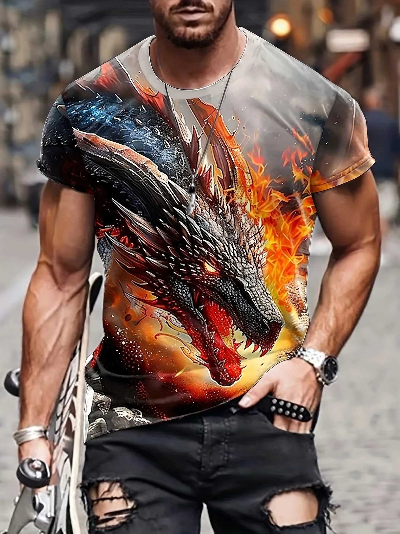 Summer T-shirt Top Mens Retro T-shirt 3D Printed Oversized Cologne Graphic Street Short Sleeve Mens Fashion T-shirt W250403