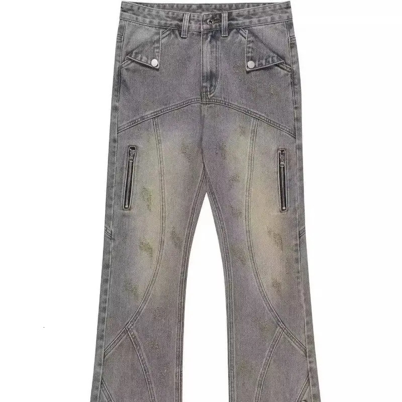 High Street American retro jeans with loose fit for men and women zipper slack 250402