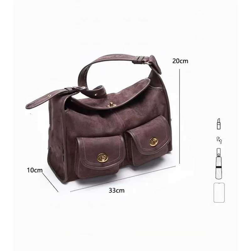 Faux Frosted Velvet Tote Bag For Women Multi-pocket Shoulder Bag Casual Wide Strap Commuter Messenger Bag Fashion Underarm Purse X251104