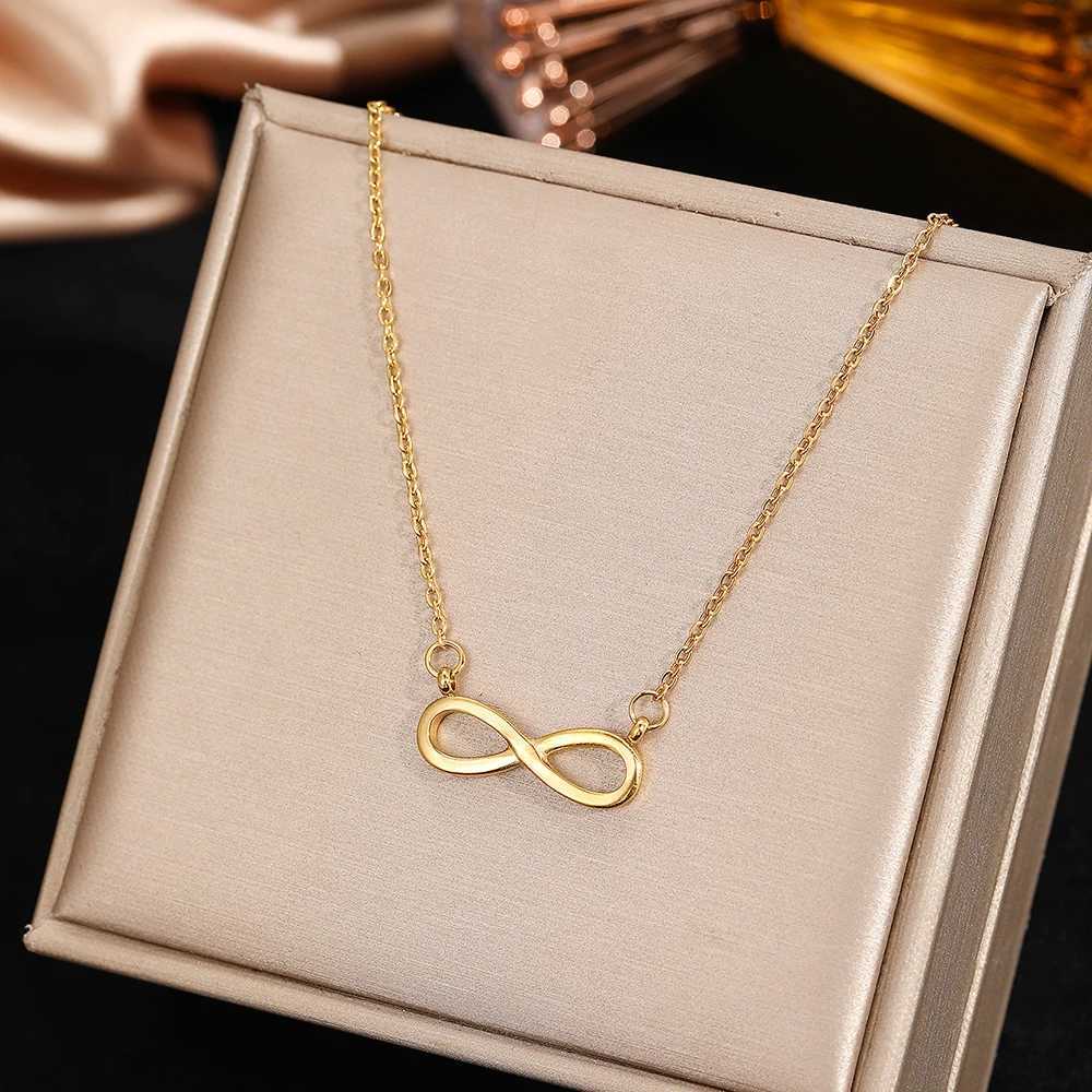 DGIDDK Stainless Steel Infinity Symbol 8 Character Pendant Necklace For Women Suitable For Daily Wear Collarbone Chain JewelryXJ251104