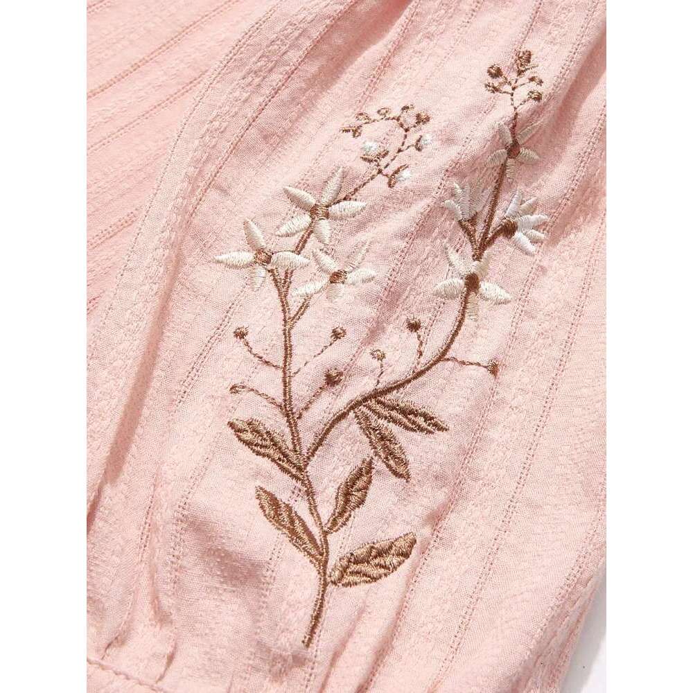 Shirt & Blouse Women Stand Collar Embroidery Short Sleeve Summer New Fresh Temperament Shirts Lady