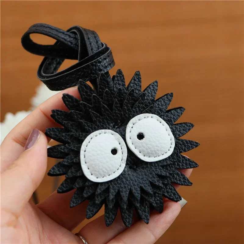 Black Coal Ball PU Leather Keychain Bag Pendant Bag charm Personality Female Tide With Accessories Ugly cute Little CoalBallW251103